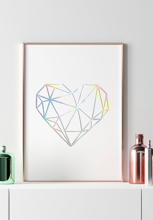 holograficzny geometryczne serce plakat